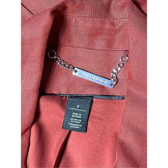 White House Black Market Rust Linen Long Sleeve Cropped Jacket Size 0 - Picture 4 of 4